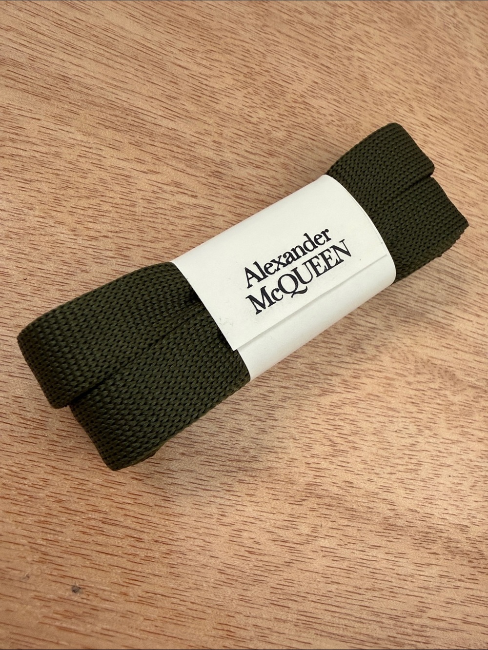 Alexander McQueen Olive Green Flat Shoelaces